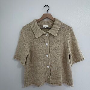 Bohme Beige Short Sleeve Cardigan